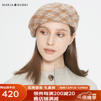玛丽亚.古琦(玛丽亚古琦 MARJA KURKI)保暖羊毛帽子女士冬季 气质贝雷帽画家帽 时尚休闲帽 半溪明月 黄咖色