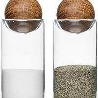 Sagaform Nature Collection 盐和胡椒玻璃瓶带橡木塞 11.43厘米 2 件套 透明