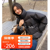 羽绒服女2023新款短款小个子白鸭绒奶呼韩版轻便加厚保暖面包服 DH2301 茵曼 黑 S