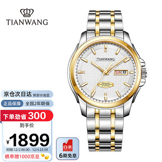 TIAN WANG 天王 手表男 山河系列钢带机械男表金色GS51507T.DD.T.S