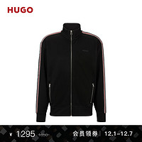 HUGO男士冬条纹衣袖宽松版型拉链卫衣 001-黑色 EU:S