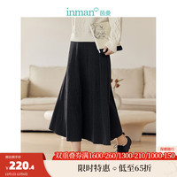 茵曼（INMAN）A字半身裙女装高腰百搭裙子 烟灰色 S