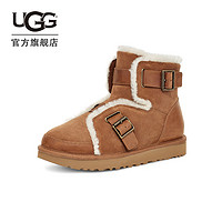 UGG 2023冬季男女同款平底溢毛休闲靴舒适时尚搭扣雪地靴 1119431