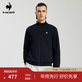 乐卡克（Le coq sportif）法国公鸡男2023运动休闲针织加绒立领开衫上衣外套CB-5646234 黑色/BLK XL