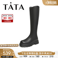 他她2023冬时尚休闲简约复古甜美风显高厚底女高靴7FNE9DG3 黑色 34