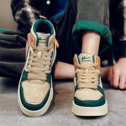 warrior回力潮流拼色运动鞋男舒适日常鞋子男时尚高帮厚底板鞋男