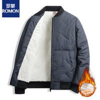 罗蒙羊羔绒外套加绒厚棉衣男冬季棒球领男装大码棉服冬装棉袄 灰色 5XL