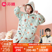 FENTENG 芬腾 睡裙女冬夹棉加厚连帽保暖卡通长袖防静电家居服睡裙 浅绿 S