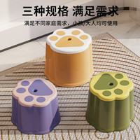 DOCOXO加厚小凳子塑料椅子换鞋凳家用小板凳宝宝矮凳沙发穿鞋凳成人圆凳 小号-紫灰1个