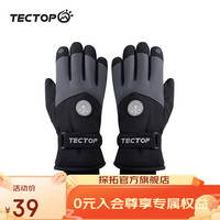 探拓（TECTOP）保暖手套男女户外骑行防寒加绒厚保暖触屏女冬季滑雪手套 女款经典黑 M码