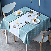 昊亮 北欧轻奢桌布防水防油免洗pvc餐桌垫正方形布艺茶几布台布高级感