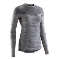 DECATHLON 迪卡侬 保暖内衣吸湿排汗衣无痕薄款秋衣女款陨石灰S/M 2351335