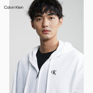 卡尔文·克莱恩 Calvin Klein Jeans秋冬男士休闲简约刺绣加绒宽松连帽拉链开衫卫衣40HM259 YAA-月光白 S