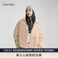 Calvin Klein  Jeans24春季女士抽绳下摆大口袋衬衫式棉服外套J222917 AAT-象牙黄 XS