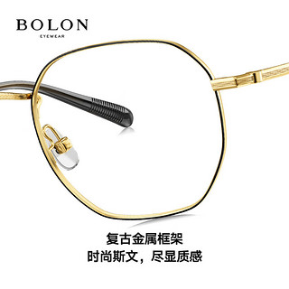 暴龙（BOLON）近视眼镜框 复古文艺金丝小框男女款镜架 可配近视镜片 BJ7322 B11-半光哑黑色