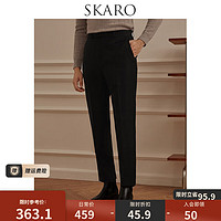 SKARO【可机洗羊毛 易打理】SKARO西装裤男商务正装修身高腰直筒九分裤 黑色SKD111-2（修身版） 46