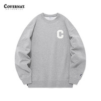 COVERNAT潮牌套头卫衣圆领男女冬韩版C字母宽松纯棉上衣 白灰色 L/175