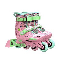 XTEP 特步 轮滑鞋儿童溜冰鞋男女童初学者可调滑轮鞋滑冰旱冰鞋成人直排轮 贝壳粉一双 L