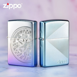 ZIPPO打火机 磨砂银渐变炫彩 男士个性刻字防风zp 经典标志 单机