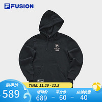 FILA FUSION斐乐潮牌女士卫衣2023冬时尚休闲潮流连帽套头衫 正黑色-BK 160/80A/S