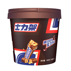 SNICKERS 士力架 花生夹心巧克力大条盒装燕麦桶脆香米桶休闲零食便携盒装14 大条20g*15条 桶装 300g