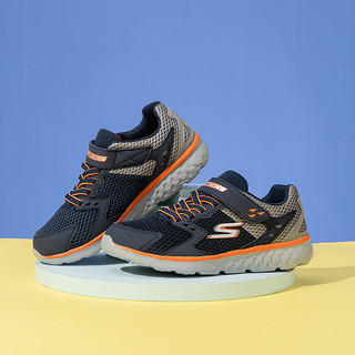 SKECHERS 斯凯奇 大童鞋运动鞋缓震透气休闲鞋魔术贴网布鞋子97680L-NVGY