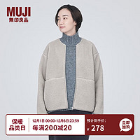 MUJI 無印良品 无印良品 MUJI 女式  长毛抓绒 夹克 短款外套女  简约风 BB2NSA3A 浅灰色 L(165/88A)