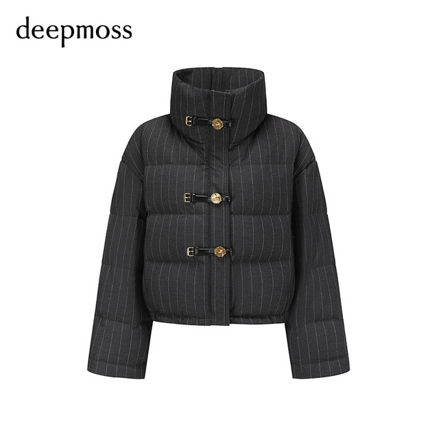 deepmoss 2023秋冬新款女装时尚保暖立领斜纹羽绒服短外套上衣