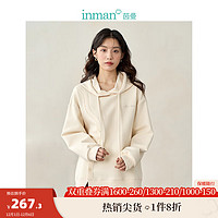 茵曼（INMAN）法式慵懒风连帽卫衣冬季女装小众别致落肩上衣 古杏色 XL