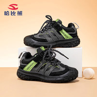 哈比熊（HOBIBEAR）童鞋秋冬季男童革面运动鞋女童百搭休闲儿童鞋JD58G81黑灰31码