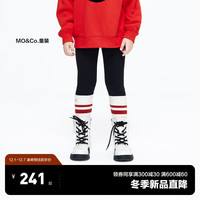 little MO&Co.抑菌薄绒 little moco童装23冬女童假两件打底长裤KBC4PATT06 黑色 130/56