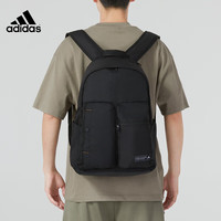 adidas 阿迪达斯 双肩包背包休闲运动包书包男大容量旅行包训练包电脑包 黑色