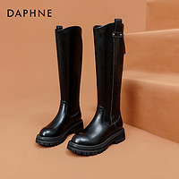 DAPHNE 达芙妮 厚底长筒靴女2023新款秋季长靴英伦风骑士靴显瘦高筒靴子女