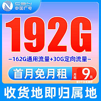 China Broadcast 中国广电 福兔卡 9元/月 192G全国流量 激活送20元E卡