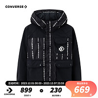 Converse匡威儿童装男童短款棉服针织夹克2件套装2023冬一衣三穿外套 正黑色 120/60