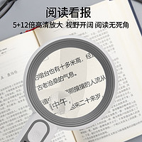 太阳火充电高倍30倍阅读放大镜led灯手持式老人看手机书扩大镜户外便携式高清40倍电子IC主板元件维修