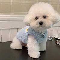 尚品犬狗狗衣服冬季中小型犬加厚泰迪比熊服饰 【蓝色】笑脸背心 L（8-10斤）