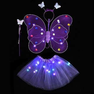PLUS会员：缔羽 发光蝴蝶翅膀儿童玩个道具女孩精灵背饰小仙女魔法棒女童公主裙子