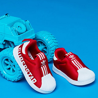 adidas阿迪达斯三叶草SUPERSTAR 360男女婴童一脚蹬贝壳头学步鞋 红/白 24(140mm)