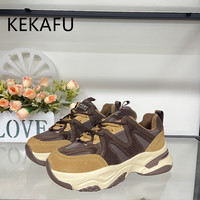 KEKAFU 珂卡芙 厚底老爹鞋女款复古2023秋冬瓣款女鞋百搭时尚休闲运动鞋