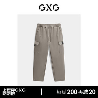 GXG男装 加绒宽松直筒休闲工装裤休闲裤长裤男冬季 卡其色 190/XXXL