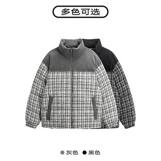 GXG男装 灯芯绒粗花拼接面料面包服棉服夹克外套 冬季 灰色 180/XL