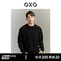 GXG男装 20休闲男士针织衫字母绣花圆领毛衣线衫男毛衫 黑色 165/S