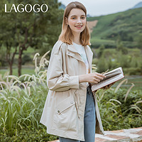 La·go·go 拉谷谷 Lagogo2021新款立领落肩袖抽绳设计外套女KCWW738C47