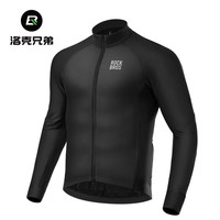 洛克兄弟骑行服上衣套装男款抓绒保暖长袖长裤户外单车运动服冬季 秋冬骑行服-黑色 L