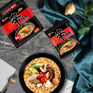 NONGSHIM 农心 辛拉面Black 豚骨汤风味方便面 袋面速食零食品 四连包 134g*4包