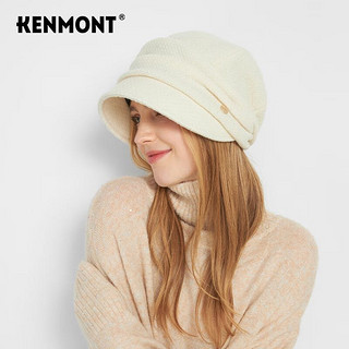 KENMONT 卡蒙 纯色后托绵羊毛鸭舌贝雷帽女显脸小秋冬英伦百搭八角帽km-5253