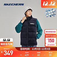 SKECHERS 斯凯奇 秋冬季羽绒服男子潮流时尚百搭灯芯绒保暖马甲L423M078 碳黑/0018 S