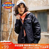 Dickies 帝客 字母印花连帽夹克女式多袋燕尾薄外套 短外套女 薄外套女DK008106 黑色 M