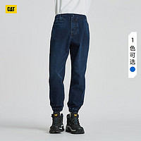 CAT卡特男士户外宽松加绒橡筋收口设计收脚牛仔裤 靛蓝 M